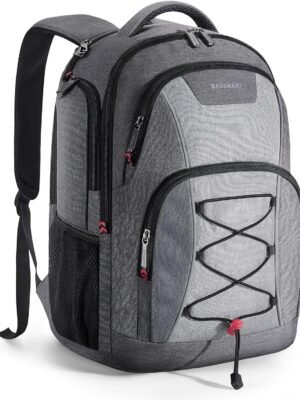 BAGSMART Unisex Laptop Backpack, 15.6-inch Anti-Theft, Water Resistant, Grey, With USB Charger Hole