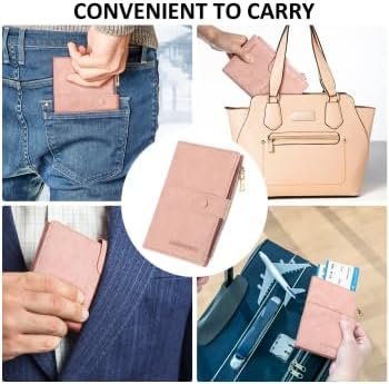 GALPADA Passport Holder for Women，Passport Wallet RFID Blocking Passport Holder Card Holder Travel Essentials with Card Slots & Zipper Pocket (Pink)