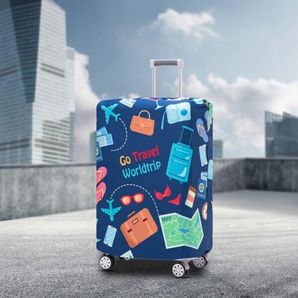 TRAVELKIN Luggage Cover Washable Suitcase Protector Anti-scratch Suitcase cover Fits 18-32 Inch Luggage (Go travel-Trip, M)