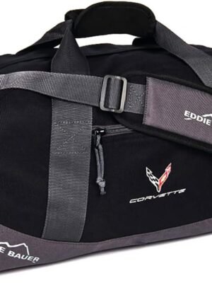 C8 Corvette Next Generation Duffel Bag – Eddie Bauer Duffle with Cross Flags Logo (Black)