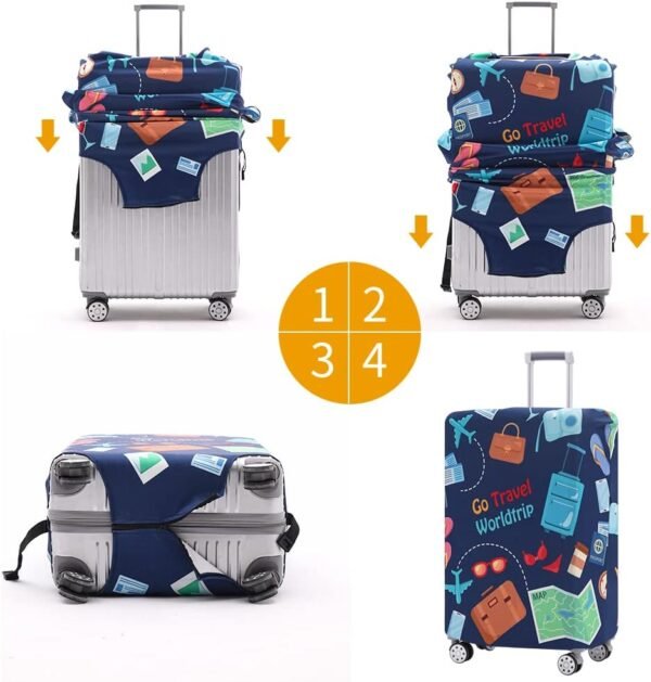 TRAVELKIN Luggage Cover Washable Suitcase Protector Anti-scratch Suitcase cover Fits 18-32 Inch Luggage (Go travel-Trip, M)