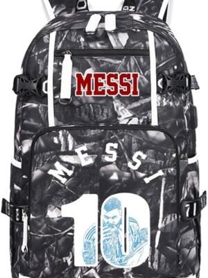 Soccer Superstar M-essi 10 Multifunctional Laptop Backpack Teenage Travel Backpack Fans Waterproof Schoolbag (D1)