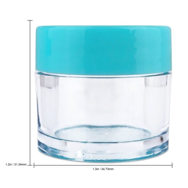 Beauticom 7 Gram / 7 ML (Quantity: 12 Pieces) Thick Wall Round Leak Proof Clear Acrylic Jars with Teal Lids for Beauty, Cream, Cosmetics, Salves, Scrubs