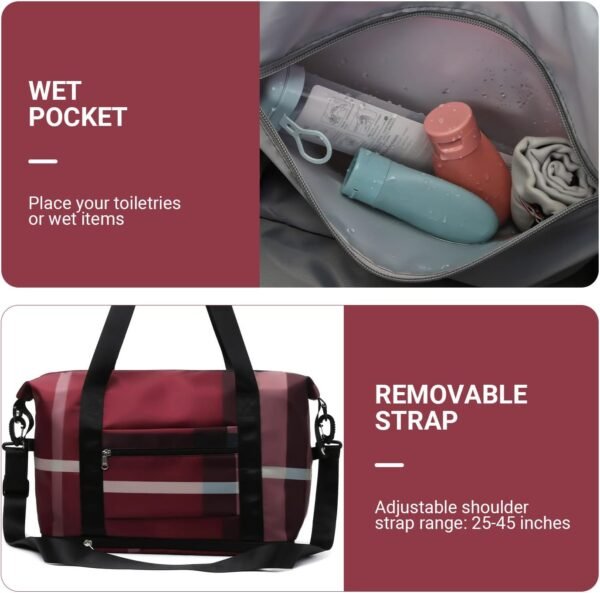 Large Capacity Weekend Expandable Duffle Bag with Luggage Sleeve, Wet Pockets, Adjustable Shoulder Strap, Overnight Tote Bag for Women, Waterproof Nylon Carry on Travel Bag for Airplanes