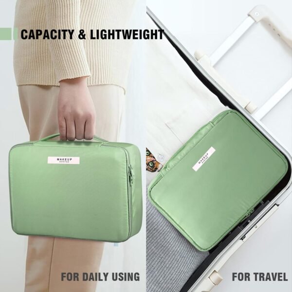 Bysiter Makeup Bag Travel Cosmetic Bag for Women Portable Cute Toiletry Bag Makeup Brush Bags Organizer Cosmetics Pouch Travel Makeup Bag for Girls (Green)