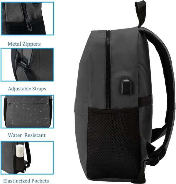 SAGIV&SAHEN Backpack for Women Men College High School BookBag for teenage Laptop Backpacks 17 Inch with USB Travel Work Lightweight Waterproof Rucksack Casual Daypack for Teen Boys Girls - Dark Grey