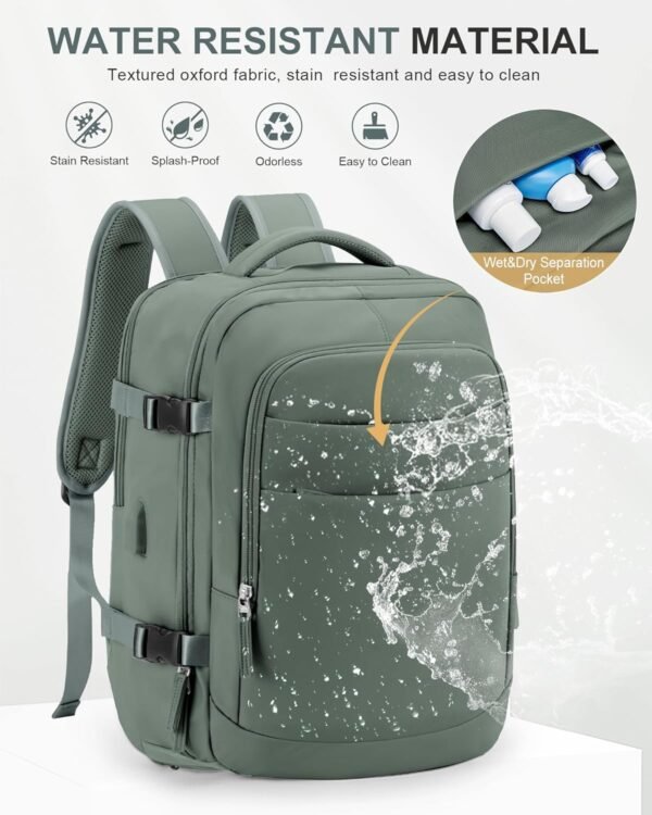 Laptop Backpack, Anti Theft Travel Backpack with Shoe Compartment&USB Port, Flight Approved Carry On Backpack for Work Business, College Backpack Computer Bag Fits 14 Inch Laptop and Notebook,Green