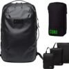 COR Surf Carry On Travel Backpack Bundle | Island Hopper Travel Backpack with Toiletry Bag and Compression Packing Cube Set (28L, Black)