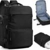 Black Large Travel Backpack for Men Carry On Flight Approved Laptop Backpack with USB Charging Port, Personal Item Backpack Water Resistant College Back Pack Business Work Bag