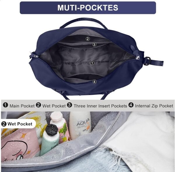 Gym Bag for Women, Cute Travel Duffel Bag Weekender Overnight Bag with Toiltry Bag, Personal Item Travel Bag 18x14 x 8 inches Carry On Tote Bag