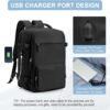 Black Large Travel Backpack for Men Carry On Flight Approved Laptop Backpack with USB Charging Port, Personal Item Backpack Water Resistant College Back Pack Business Work Bag