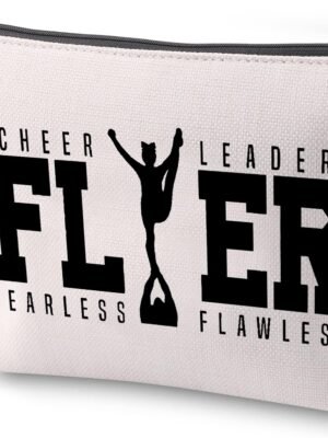 Cheerleading Cosmetic Bag Cheer Leader Fearless Flawless Makeup Bag With Zipper Cheerleader Survival Kit Cheer Team Gift (FLER)