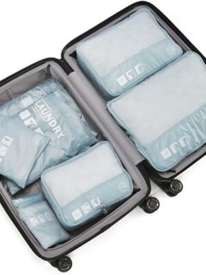 7 Sets Packing Cubes for Travel Luggage Organizers Storage Bags Waterproof and Lightweight Suitcase Compression Pouches (Grey)