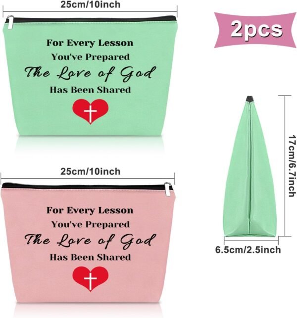 Sazuwu 2PCS Christian Gifts for Sunday School Teachers Makeup Bag Religious Teacher Appreciation Gifts Cosmetic Bag Christian School Teacher Gifts Birthday Thanksgiving Christmas Gifts Travel Pouch