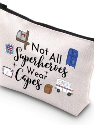 TSOTMO Mail Lady Gift Not All Superheroes Wear Capes Mailman Mail Carrier Appreciation Gift Makeup Bag (Wear capes mail lady)