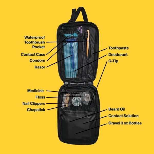 Gravel Explorer Hanging Water Resistant Travel Toiletry Bag, Shaving Kit, Makeup Bag, Dopp Kit for Men and Women