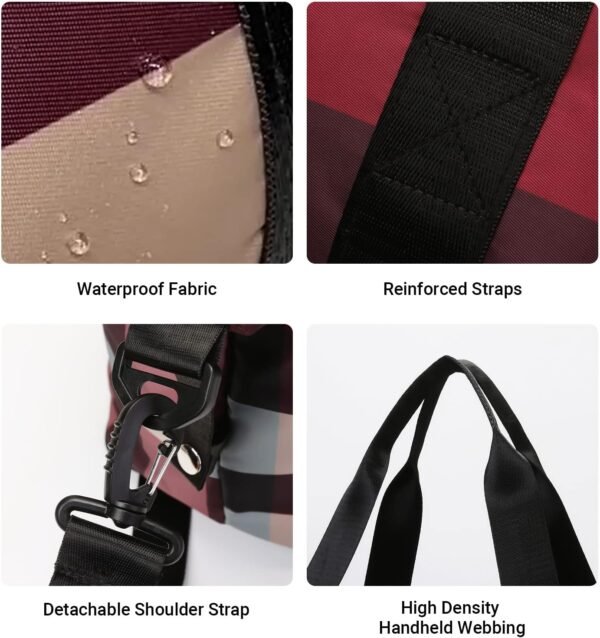 Large Capacity Weekend Expandable Duffle Bag with Luggage Sleeve, Wet Pockets, Adjustable Shoulder Strap, Overnight Tote Bag for Women, Waterproof Nylon Carry on Travel Bag for Airplanes