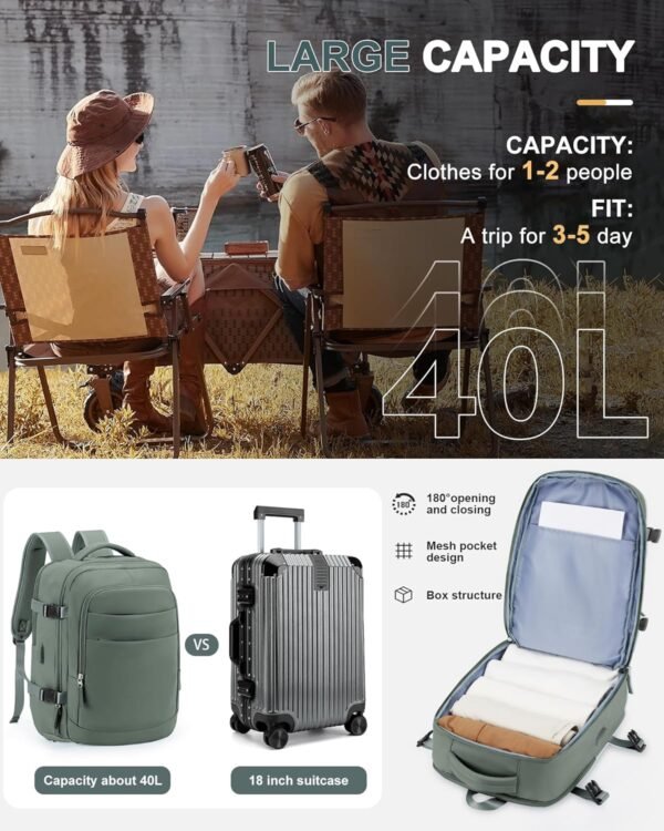 Laptop Backpack, Anti Theft Travel Backpack with Shoe Compartment&USB Port, Flight Approved Carry On Backpack for Work Business, College Backpack Computer Bag Fits 14 Inch Laptop and Notebook,Green