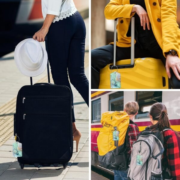 EOBKLAX 2 Pack Luggage Tag for Suitcase,Colorful Abstract Marble PU Leather Suitcase Tags Identifiers with Privacy Name Address Labels and Durable Steel Loop for Women Men Travel