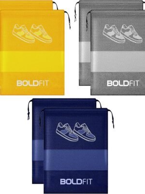 Boldfit Shoe Bags for Travel Essentials, Portable Dust-Proof Shoe Storage Covers for Packing, Travel Organizer for Women & Men, Shoe Bags with Rope, Pack of 6