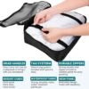 JPG_Store Packing Cubes - 8 Set Suitcase Organizers - Nylon Travel Packing Cubes for Carry On Includes Shoe Bag and Makeup Pouch (Black)