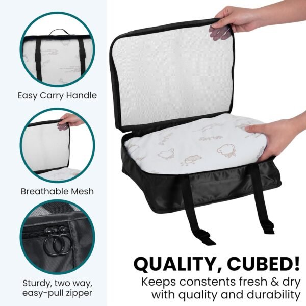 JPG_Store Packing Cubes - 8 Set Suitcase Organizers - Nylon Travel Packing Cubes for Carry On Includes Shoe Bag and Makeup Pouch (Black)