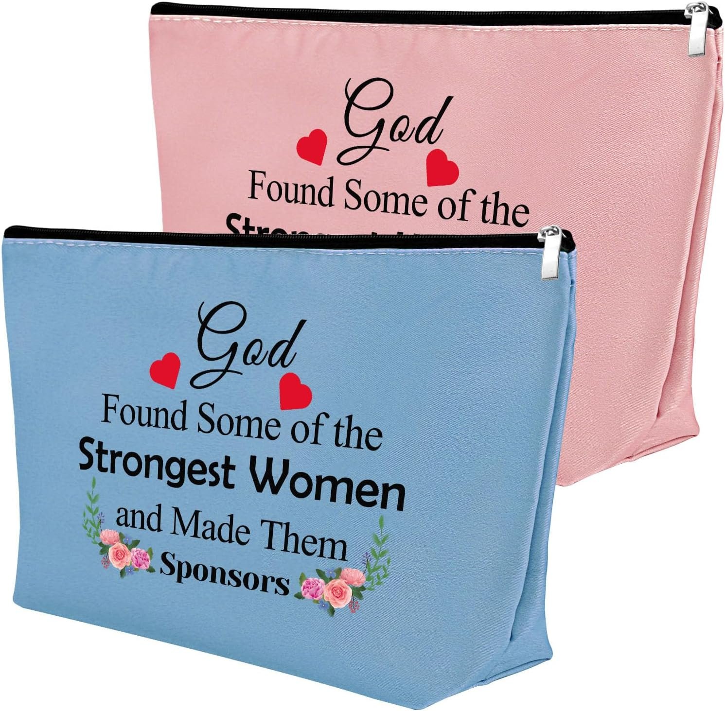 2Pcs Sponsor Gift for Women Makeup Bag Addiction Recovery Gift Sponsor Appreciation Gift Cosmetics Bag Confirmation Sponsor Gifts AA Sponsor Gifts Birthday Christmas Gift Travel Pouch (Blue,Pink)