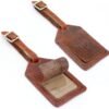 Luxeoria Genuine Leather Luggage Tag - TSA Approved Suitcase ID Tag, Baggage Identifier for Men Women with Privacy Cover | Minimalistic Travel Suitcase Tag | Single Pack - Designer Printed TAN