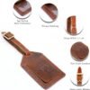 Luxeoria Genuine Leather Luggage Tag - TSA Approved Suitcase ID Tag, Baggage Identifier for Men Women with Privacy Cover | Minimalistic Travel Suitcase Tag | Single Pack - Designer Printed TAN