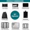 JPG_Store Packing Cubes - 8 Set Suitcase Organizers - Nylon Travel Packing Cubes for Carry On Includes Shoe Bag and Makeup Pouch (Black)
