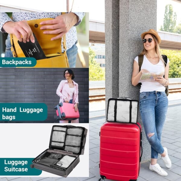 JPG_Store Packing Cubes - 8 Set Suitcase Organizers - Nylon Travel Packing Cubes for Carry On Includes Shoe Bag and Makeup Pouch (Black)