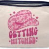 Western Makeup Cosmetic Bag,Western Pink Preppy Cowgirl Hat Getting Hitched Makeup Travel Toiletry Bag,Western Gifts for Cowgirl Women Teen Girls,Cowgirl Gifts for Girls Women…