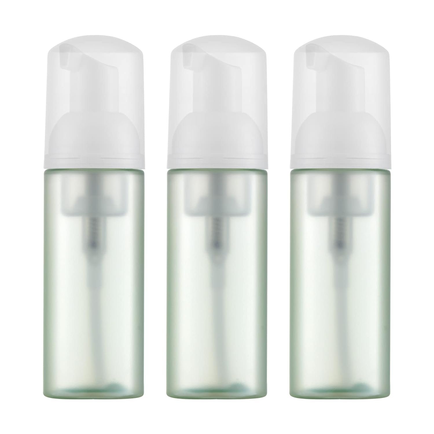 2oz Foam Bottle (3PCS) Empty Foaming Pump Dispenser for Hand Soap, Lash Cleanser, Shampoo to Travel (60ml, White&Green)