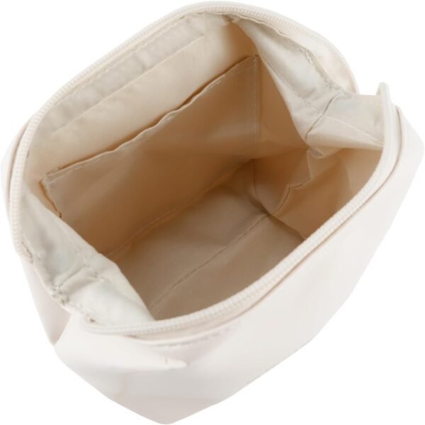 Small Makeup Bag,Portable Waterproof Cosmetic Bag,Travel Pu leather Makeup Pouch for Women (White, Small)