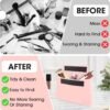 Silicone Makeup Bag, Magnetic Travel Large Toiletry Bag for Women Premium Travel Easy Carry Cosmetic Bags Soft for Makeup, Beauty Tools, Brushes Silicone Makeup Organizer Bag Holder Cute Set-Pink