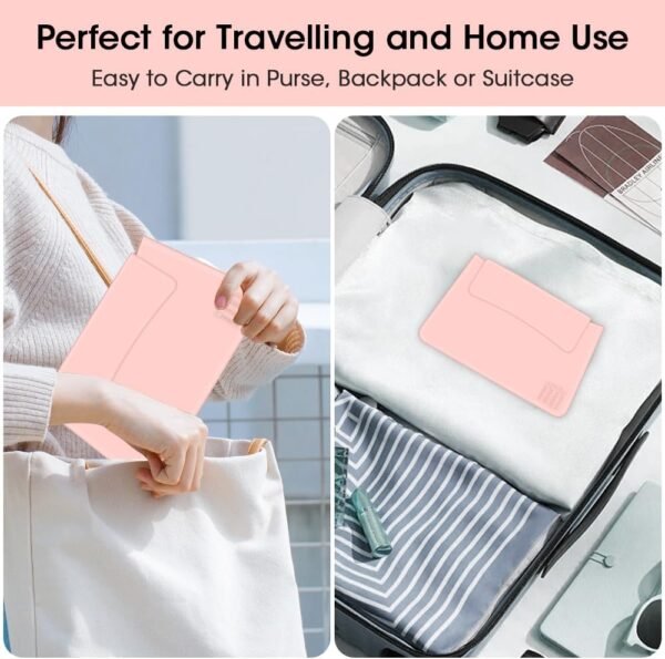 Silicone Makeup Bag, Magnetic Travel Large Toiletry Bag for Women Premium Travel Easy Carry Cosmetic Bags Soft for Makeup, Beauty Tools, Brushes Silicone Makeup Organizer Bag Holder Cute Set-Pink