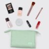 Small Makeup Bag For Purse Travel Cosmetic Bag Makeup Pouch PU Leather Portable Versatile Zipper Pouch For Women (Beige)
