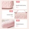 Large Makeup Bag Pink Cosmetic Bag PU Leather Waterproof Travel Cosmetic Organizer for Women Portable With Handle
