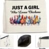 Chicken Gifts for Chicken Lovers Girls, Chicken Lady Gift, Chicken Lovers Gifts Makeup Bag for Girls Sister Daughter Granddaughter, Just a Girl Who Loves Chickens Cosmetic Bag Makeup Pouch