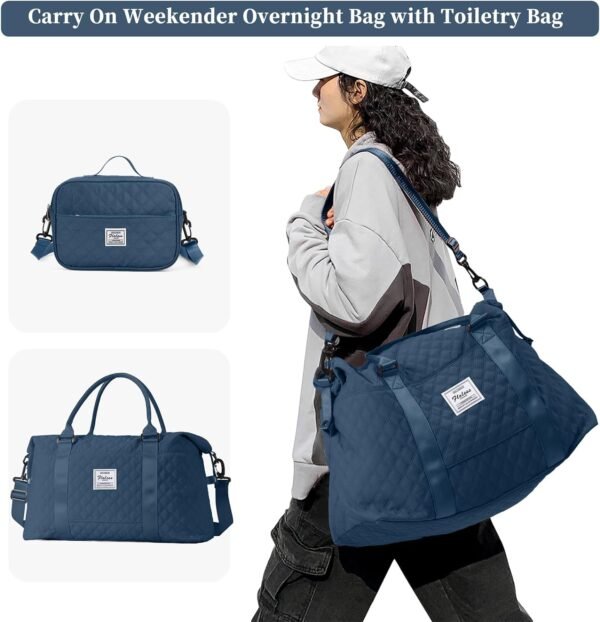 Weekender Bags for Women,Personal Item Travel Bag with Shoes Compartment,Overnight Travel Duffel Bag with Toiletry Bag,Gym Bag