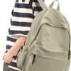 Travel Backpack For Women Men Aesthetic Lightweight Daypack Simple Cute Backpack Waterproof College bag Fit 14 Inch Laptop, Green