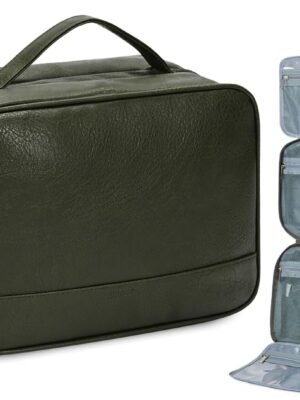 WANDF Travel Toiletry Bag for Men & Women, Dopp Kit Shaving Bag with 4 Compartments Travel Organizer Bathroom Bag(Green)