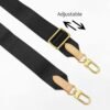 Total 42 Inches Shoulder Strap Adjustable Replacement for Pochette Accessories Wide Canvas Purse Strap with Metal Hooks for Crossbody Shoulder Bags (Black)