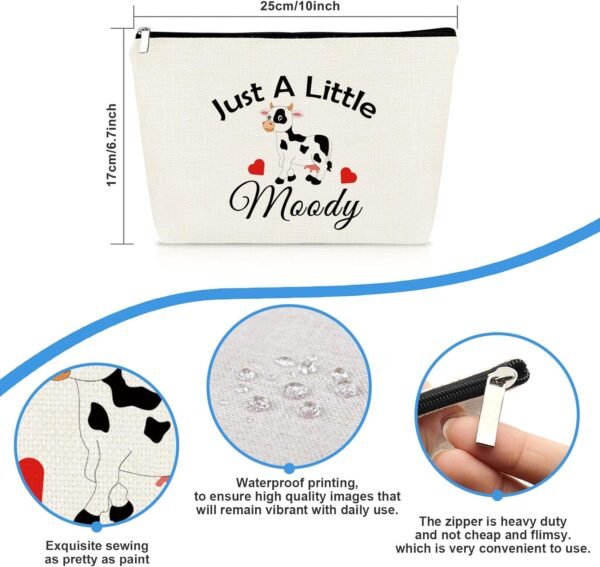 Cow Lover Gift Cow Themed Makeup Bag for Girl Women Moody Cosmetic Bag Cow Farmer Gift Birthday Christmas Graduation Gift for Cow Owner Cowgirl Animal Lovers Daughter Sister Friend Travel Pouch