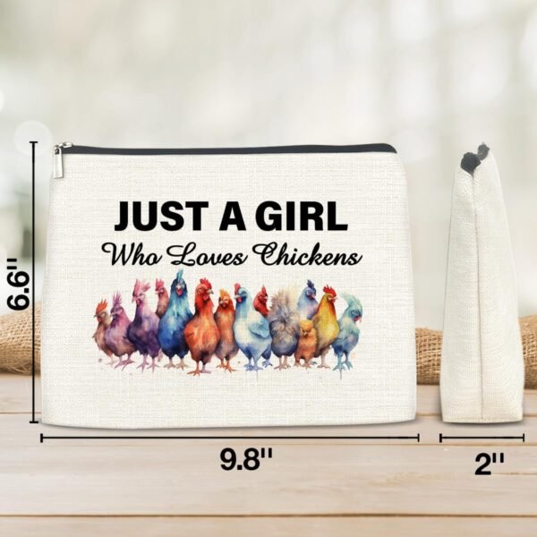 Chicken Gifts for Chicken Lovers Girls, Chicken Lady Gift, Chicken Lovers Gifts Makeup Bag for Girls Sister Daughter Granddaughter, Just a Girl Who Loves Chickens Cosmetic Bag Makeup Pouch