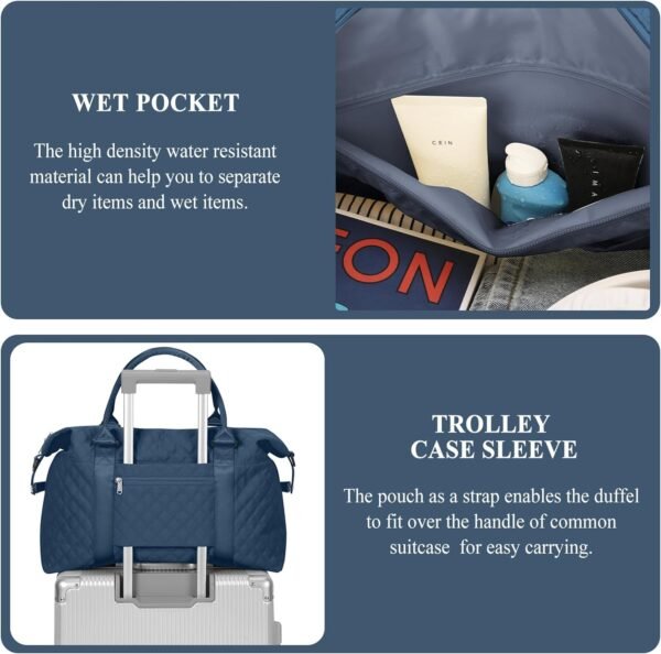 Weekender Bags for Women,Personal Item Travel Bag with Shoes Compartment,Overnight Travel Duffel Bag with Toiletry Bag,Gym Bag