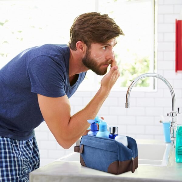 Felipe Varela Men Toiletry Travel Bag Cosmetic Mens Grooming Bag Essentials Toiletries Bathroom Bag,Overnight Shaving Dopp Kit for Men（Blue）