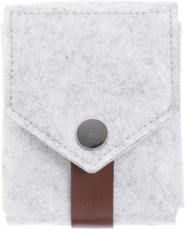 FOMIYES Felt Makeup Lipstick Case Holder Mini Bag Travel Cosmetic Pouch Organizer with Mirror for Outside Bridesmaid Gift Wedding Party Purse Light Grey