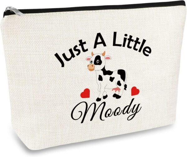 Cow Lover Gift Cow Themed Makeup Bag for Girl Women Moody Cosmetic Bag Cow Farmer Gift Birthday Christmas Graduation Gift for Cow Owner Cowgirl Animal Lovers Daughter Sister Friend Travel Pouch