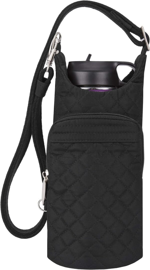 Travelon Boho Water Bottle Tote Pouch, Black, One Size